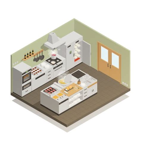 Realistic Isometric Kitchen Royalty Free Vector Image