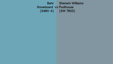 Behr Snowboard S460 4 Vs Sherwin Williams Poolhouse SW 7603 Side By