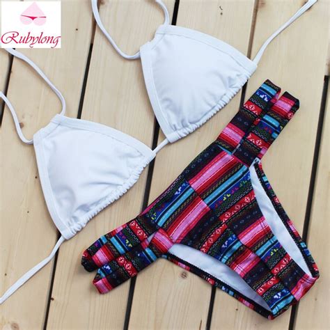 Rubylong 2017 Sexy New Printed Bikinis Women Strappy Swimwear Brazilian