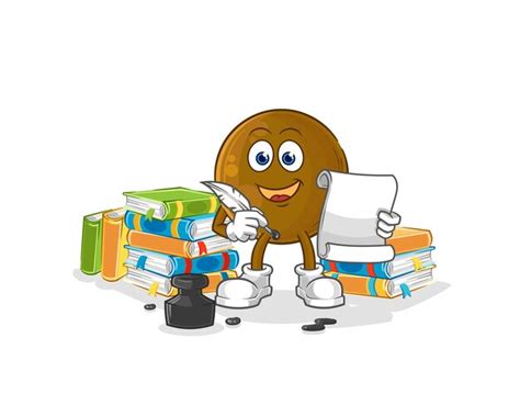 Premium Vector Avocado Stone Writer Vector Cartoon Character