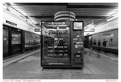 Black And White Picturephoto Vending Machine In Subway Seoul South