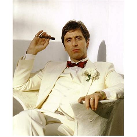 Buy Face Al Pacino As Tony Montana Seated In White Smoking Cigar 8 X 10