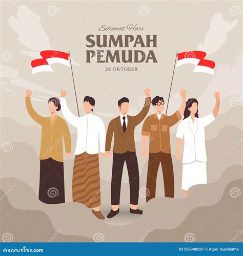 Vector Illustration Selamat Hari Sumpah Pemuda Translation Happy