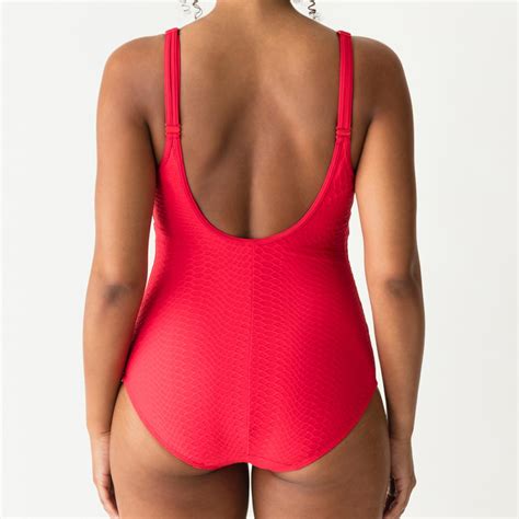 Maillot de bain une pièce sans armatures rouge 3 SUISSES