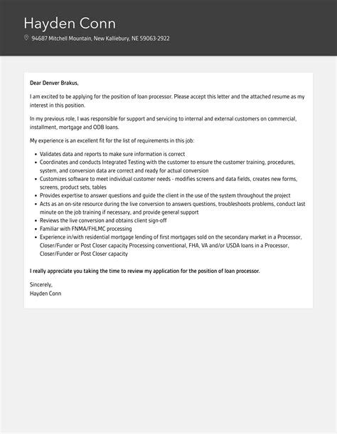 Loan Processor Cover Letter Velvet Jobs