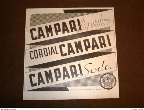 Pubblicità del 1942 Liquore Cordial Campari Davide Campari C Milano