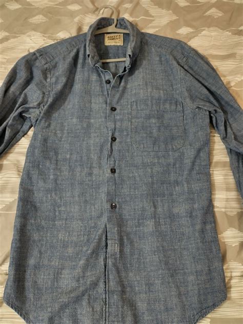 Men S Naked Famous Denim Blue Chambray Slim Cotton Gem