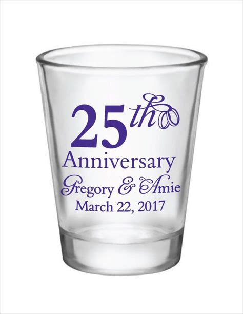 72 Personalized 15oz Glass Shot Glasses 25th Wedding Anniversary Custom Designs Anniversary