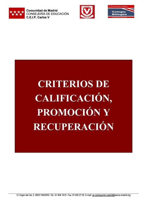 Criterios De Calificaci N Promoci N Y Recuperaci N By Ceip