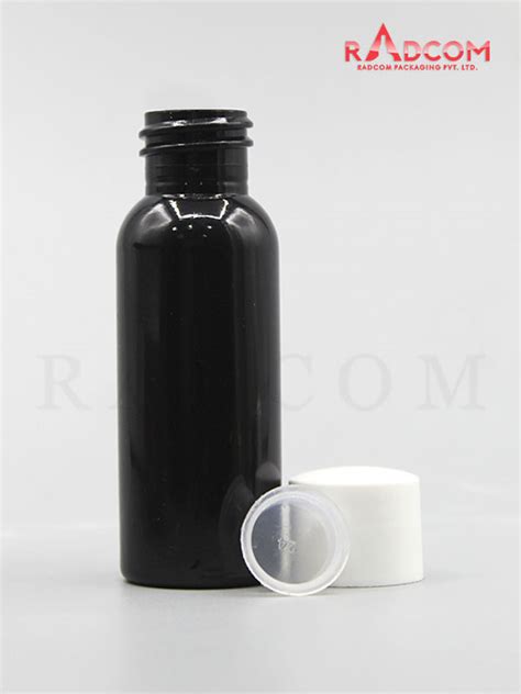 Ml Boston Opaque Black Pet Bottle With White Screw Cap