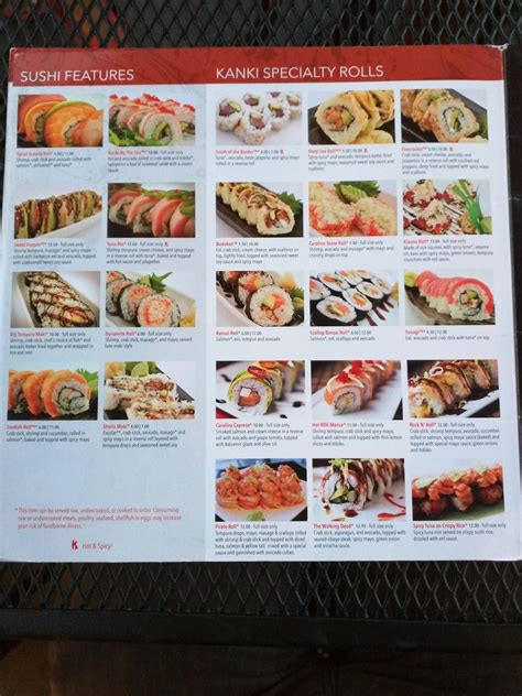 Menu At Kanki Japanese House Of Steaks Sushi Durham Restaurant