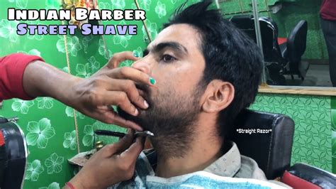 Indian Barber Street Shave In Bihar 🪒 Puremassage Straightrazor