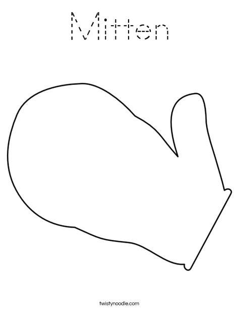 Mitten Coloring Page Tracing Twisty Noodle