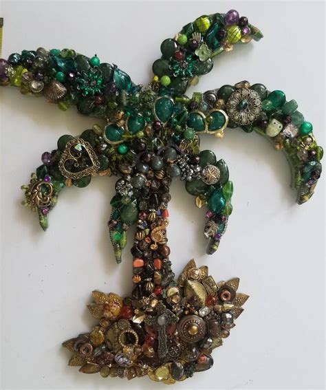 Vintage Repurposed Upcycled Costume Jewelry Art Palm Tree Wall Etsy