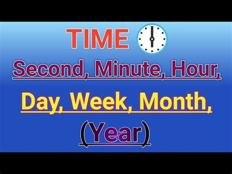 Learn Clock "Time" Second, Minute, Hour, Day, Week, Month, Year In ...