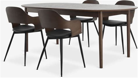 MARSTRAND L200 280 table chêne f 4 HVIDOVRE chaises ch f JYSK