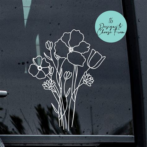 Floral Bouquet Decal, Floral Car Decal, Magnolia, Simple Flower Decal ...