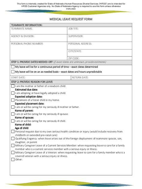 Fillable Online Medical Leave Request Form Fax Email Print Pdffiller