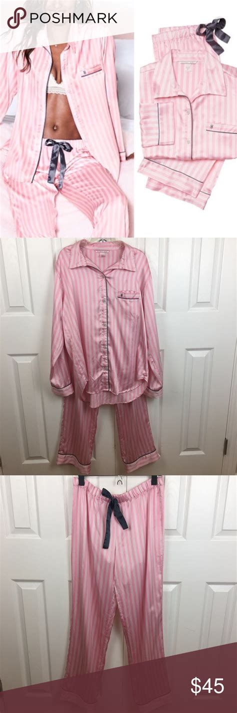 Victorias Secret S Silk Stripes Pink Pajamas Set Pink Pajamas Pajama Set Clothes Design