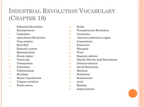 Industrial Revolution Vocab Chapter 18