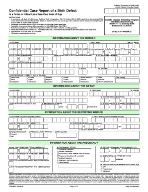 Fillable Online Cdph Ca Confidential Case Report Form California