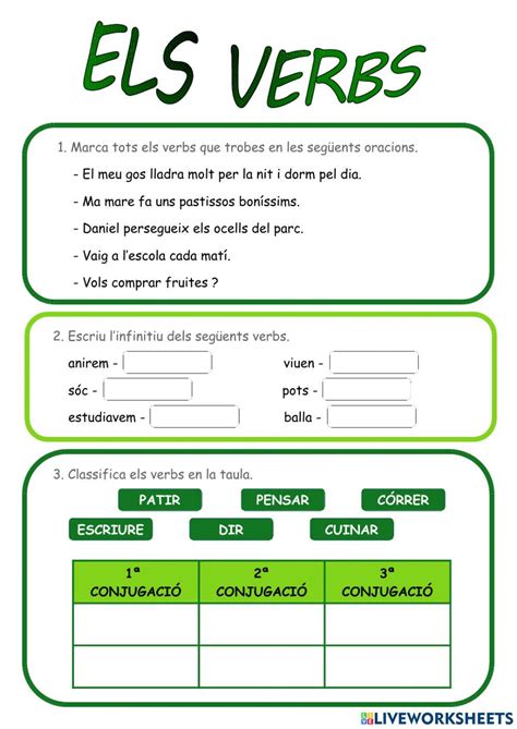 Els verbs online activity for 4t Primària Ortografia catalana