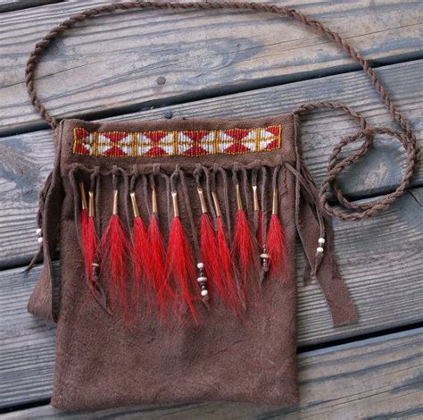 Primitive Native American Style Beaded Suede Elk Hide Possibles Bag For