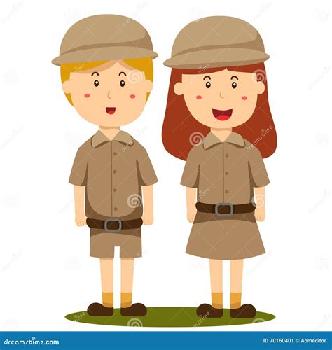 Illustrator of Zoo Keeper Boy and Girl Stock Vector - Illustration of