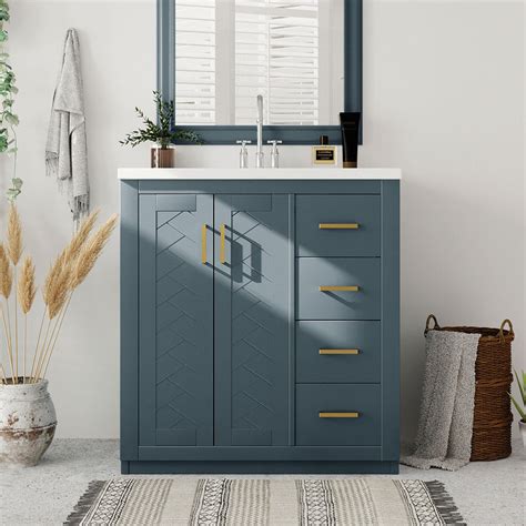 Everly Quinn Kaori 30'' Bathroom Vanity with Resin Sink Combo,Solid ...