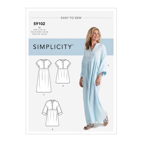 Simplicity Sewing Pattern S9102 Misses Caftan Dresses