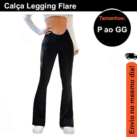 Cal A Legging Flare Feminina Bailarina Suplex Boca De Sino Cintura Alta