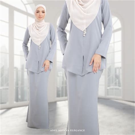 Adel Adyana Baju Kurung Anggerik Como Crepe Bf Friendly Plain Murah