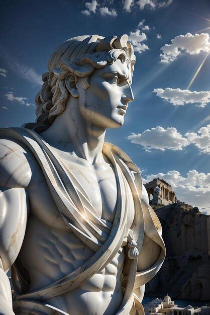 Premium Ai Image Stoic Marble Statue Greece In The Background Dark