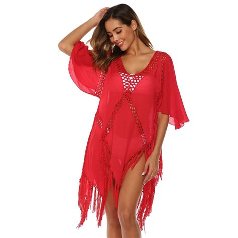 Sexy Crochet Bikini Cover Up Loose Swimwear Beach Dress Women Summer