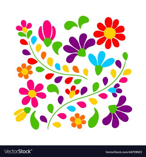 Mexican Floral Embroidery Traditional Ornament Vector Image