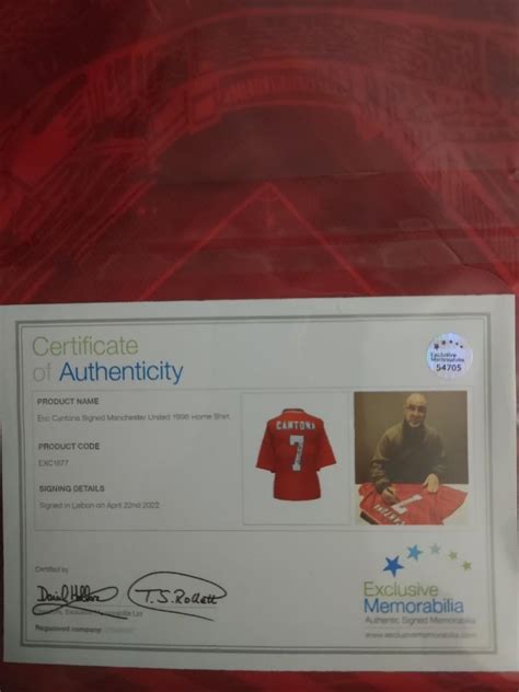 Eric Cantona Signed Manchester United Football Shirt Hobbies