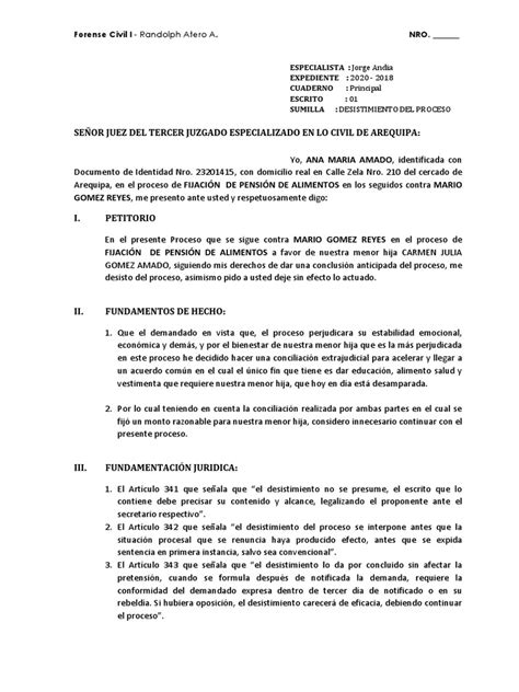 Pfc1 Escrito Desistimiento Del Proceso 01 Pdf Demanda Judicial Información Del Gobierno