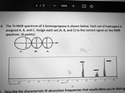 Solved 2 3 100 4 The 1h Nmr Spectrum Of 1 Bromopropane Is Shown