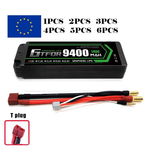 GTFDR 2S Lipo Battery 7 6V 140C 9400mAh 5mm T Plug Hardcase For 1 10