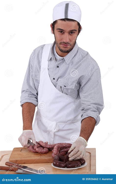 Portrait Of A Butcher Stock Photo Image Of White Working 35926662