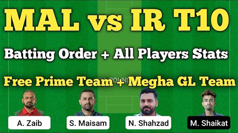 Mal Vs Ir Dream Prediction Mal Vs Ir Dream Team Mal Vs Ir Fancode