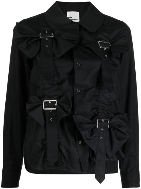 Noir Kei Ninomiya Buckle Embellished Cotton Shirt Farfetch