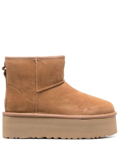 Ugg Mini Classic Platform Ankle Boots In Brown Lyst