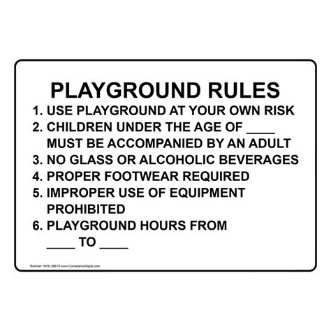 Recreation Custom Sign Playground Rules 1 Use Playground At Your Own