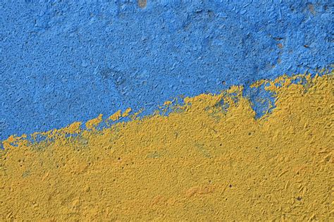 Blue And Yellow Painted Concrete Wall Texture Copy Modern Painted Photo