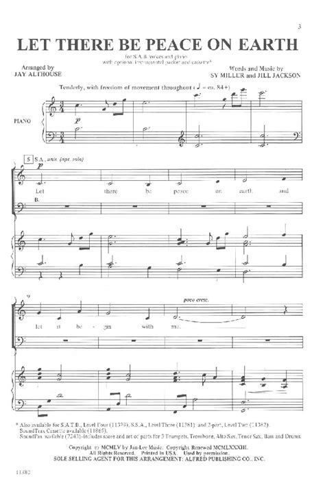 Let There Be Peace On Earth Sheet Music