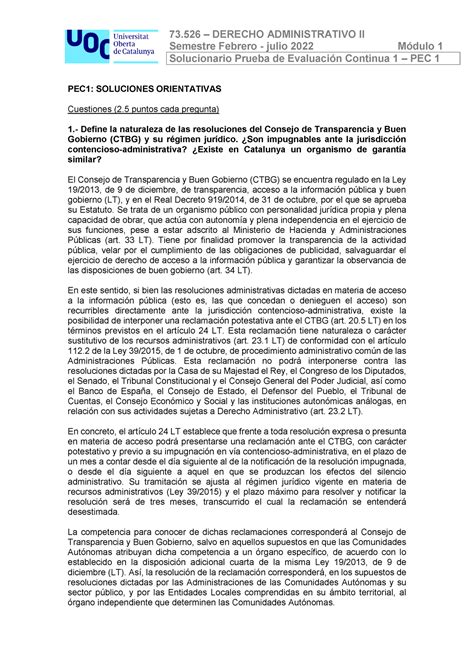 Sol Pec Derecho Administrativo Semestre Febrero