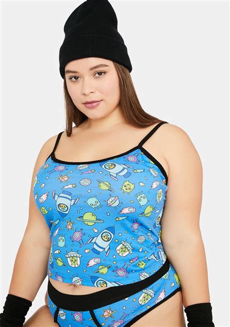 Delias Plus Size Alien Print Cami Tank Top Green Blue Dolls Kill