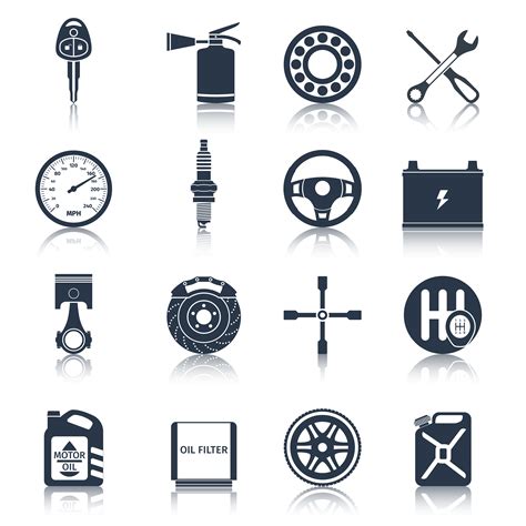 Car Parts Icons Black 454333 Vector Art At Vecteezy