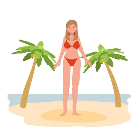 Thème De Vacances à La Plage D été Fille Heureuse En Bikini Sur La